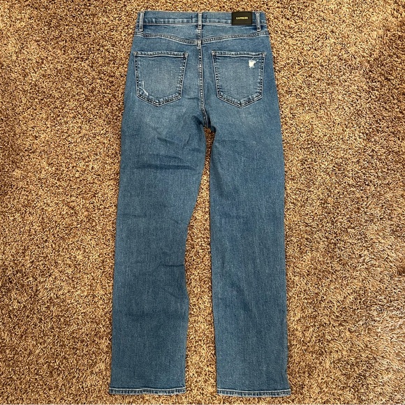 Express Modern Straight Super High Rise Distressed Jeans - Picture 6 of 12